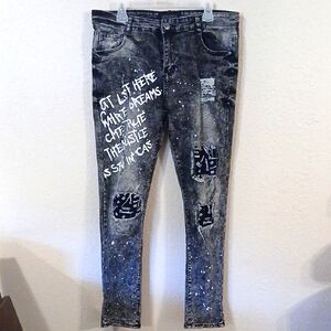 Men's Distressed Black Jeans